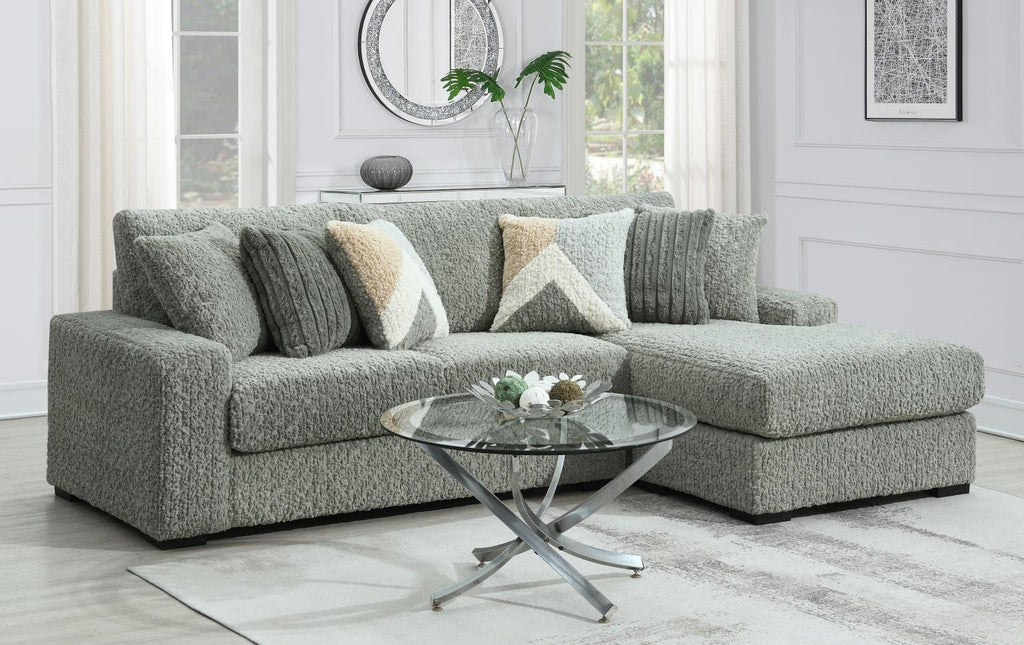 U282 - 6 Piece Setional With Right Chaise (1 LAF + 1 Wedge + 2 Armless Chair + 1 Console + 1 RAF Chaise) - Gray - Stylish Home Furniture