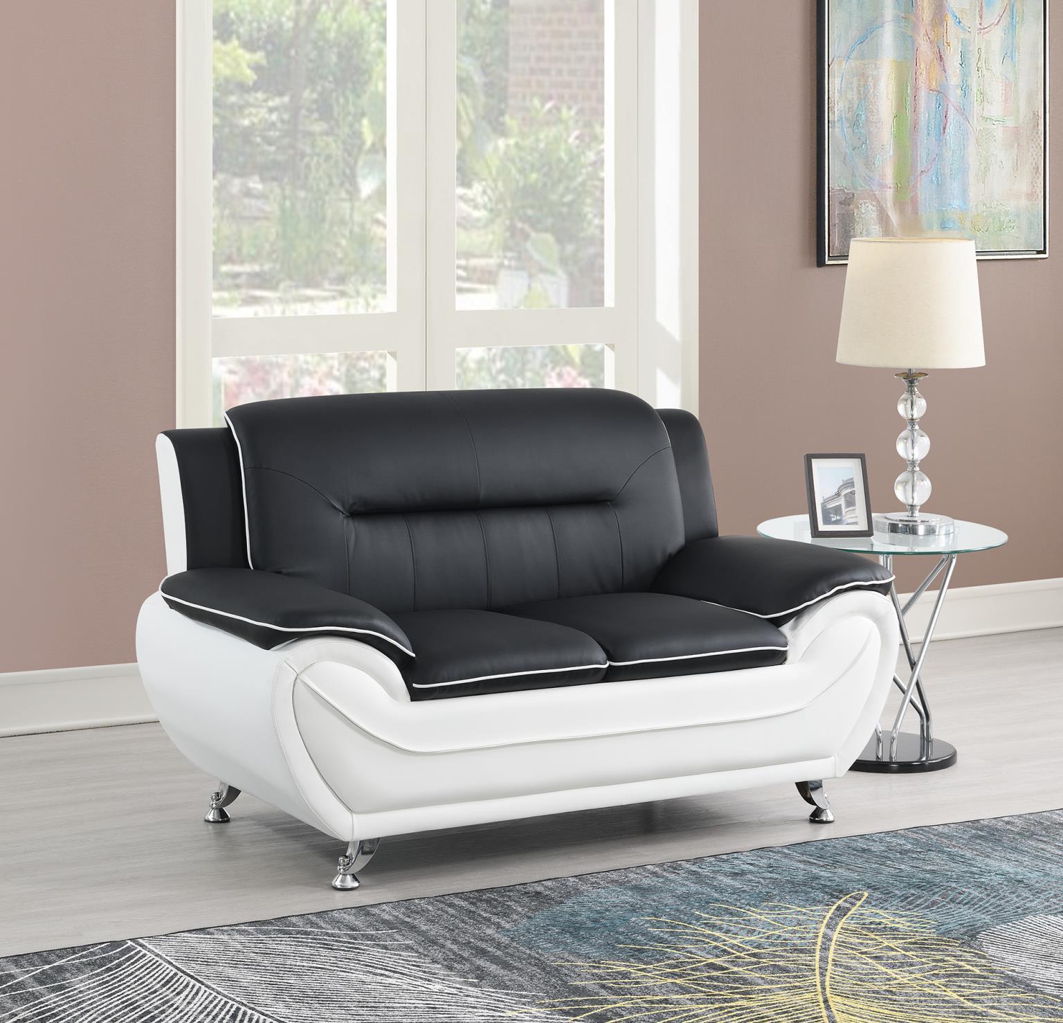 U487 - Faux Leather Loveseat - Black - Stylish Home Furniture