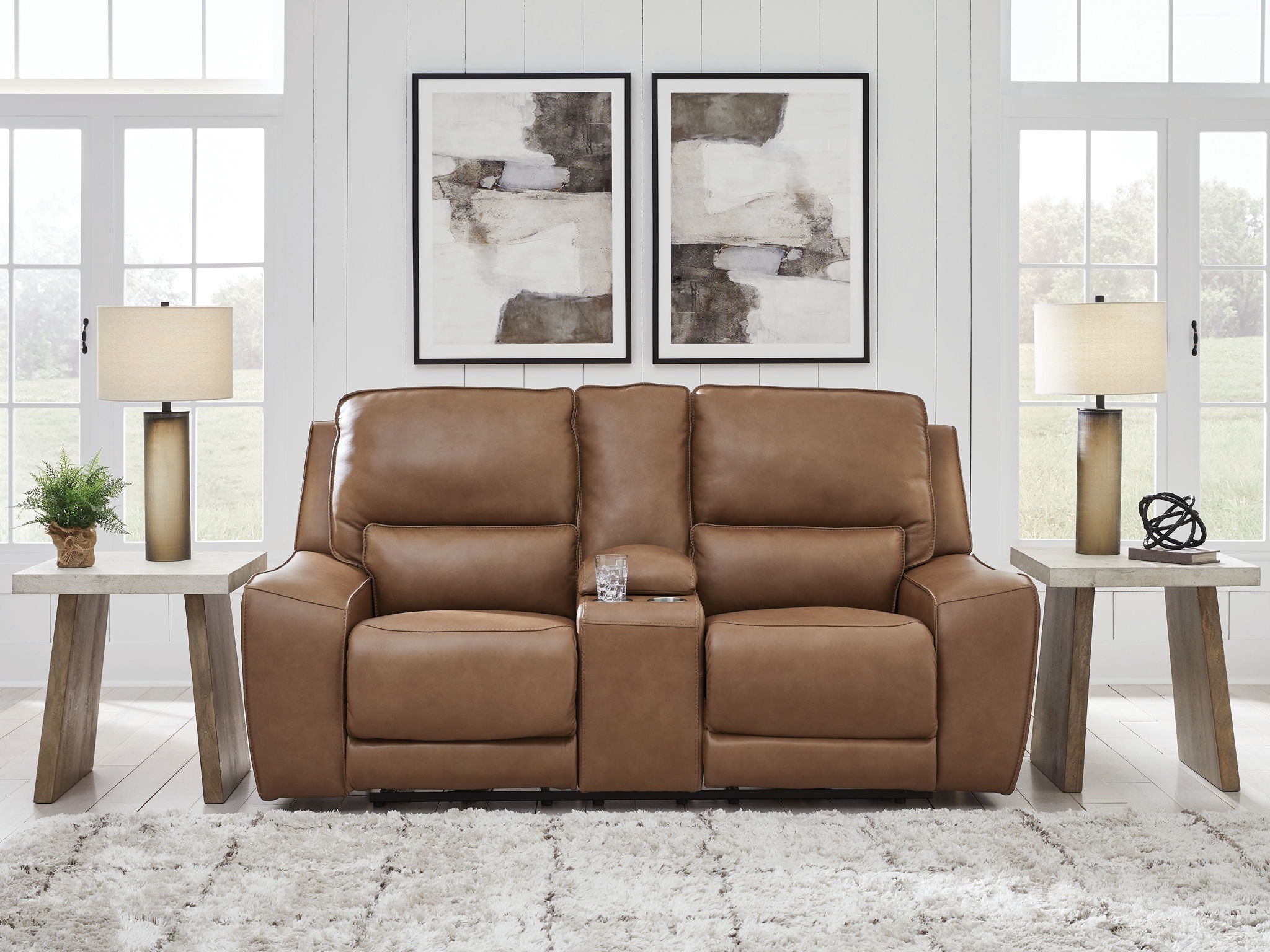 DeepWakes - Power Reclining Loveseat / Console / Adjustable Headrest - Stylish Home Furniture