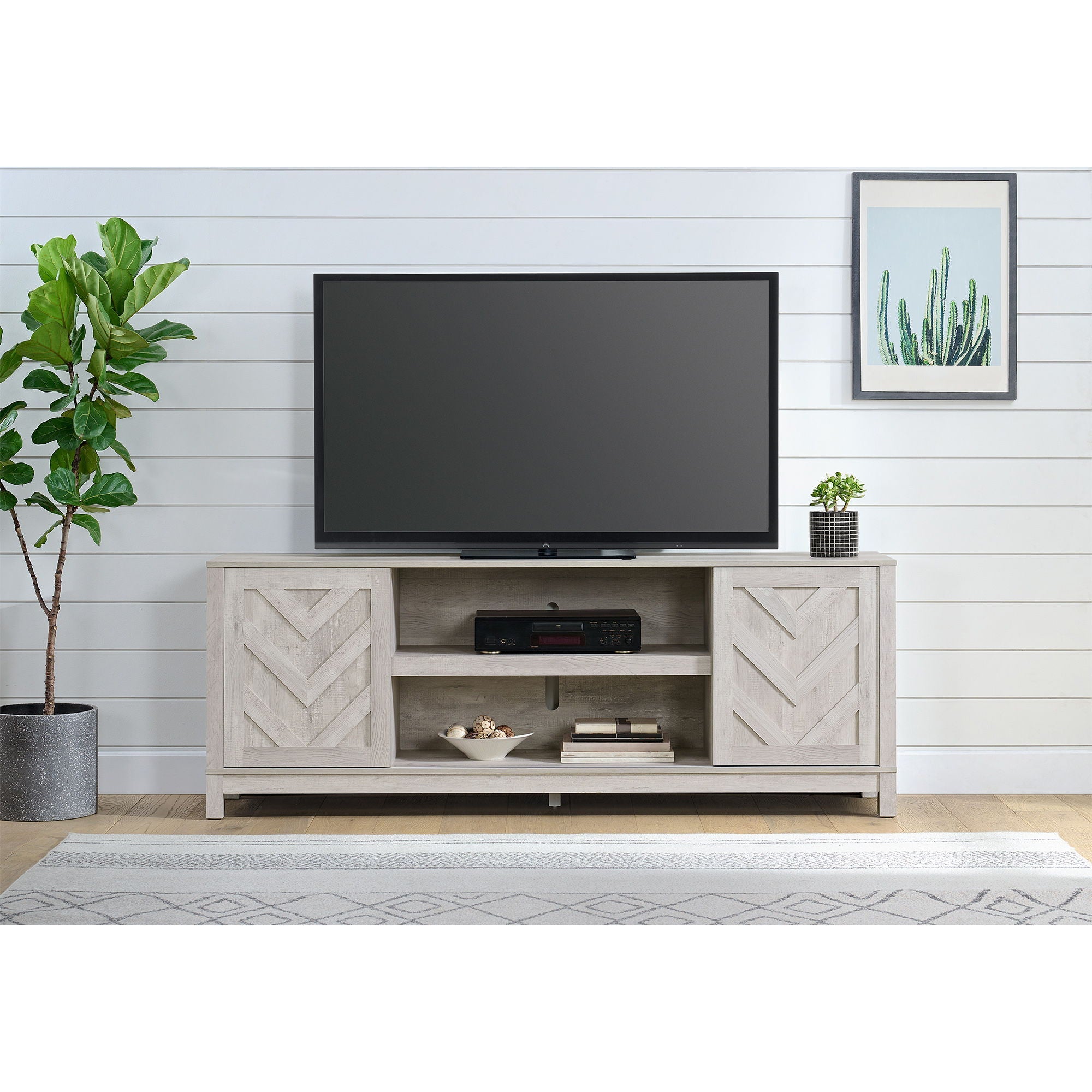 Eleanor - 70" TV Stand With Sliding Door - White - Stylish Home Furniture