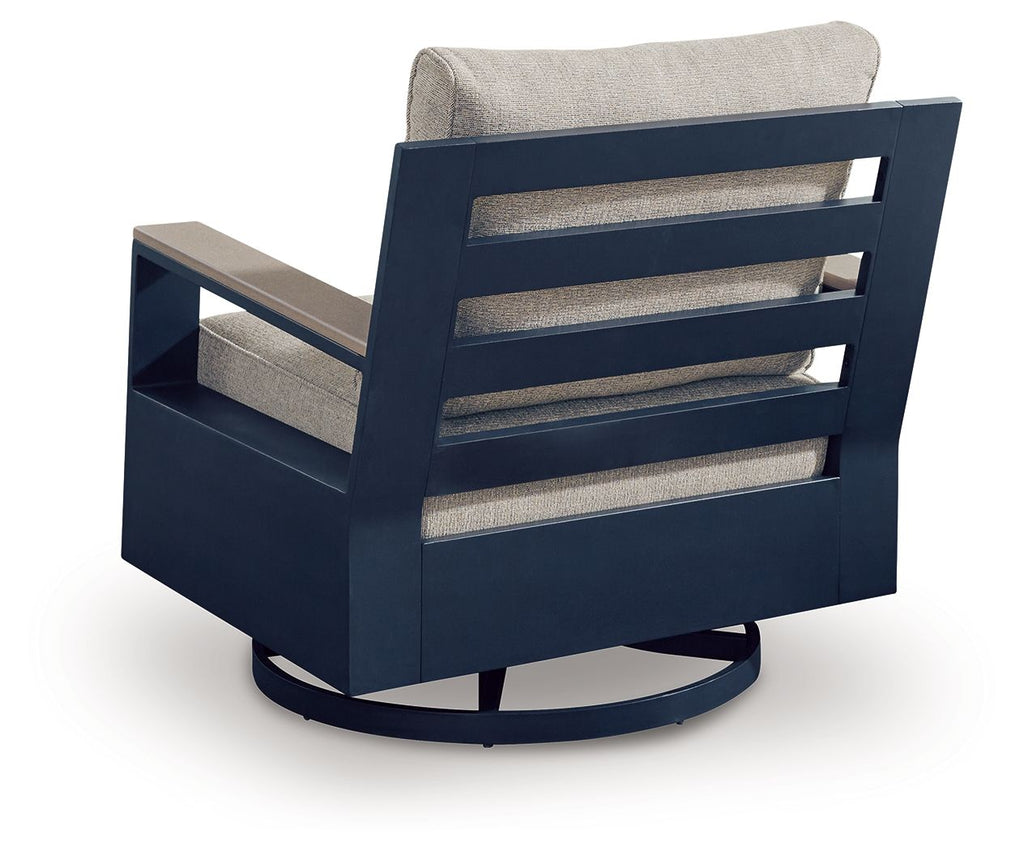 East Beach - Swivel Glider Chair With Cushion - Blue - Stylish Home Furniture