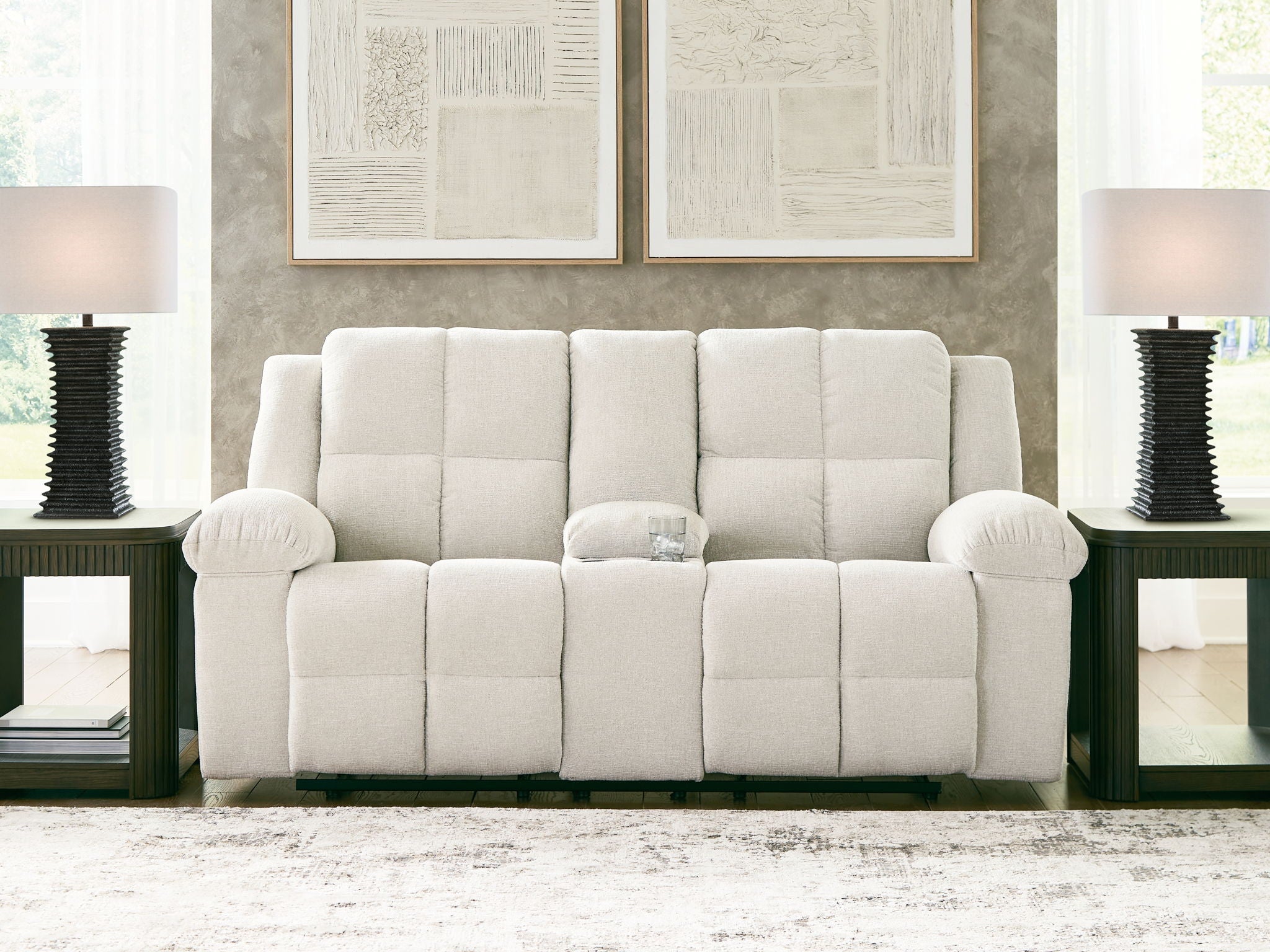 Orlen - Double Reclining Loveseat With Console - Winter - Stylish Home Furniture