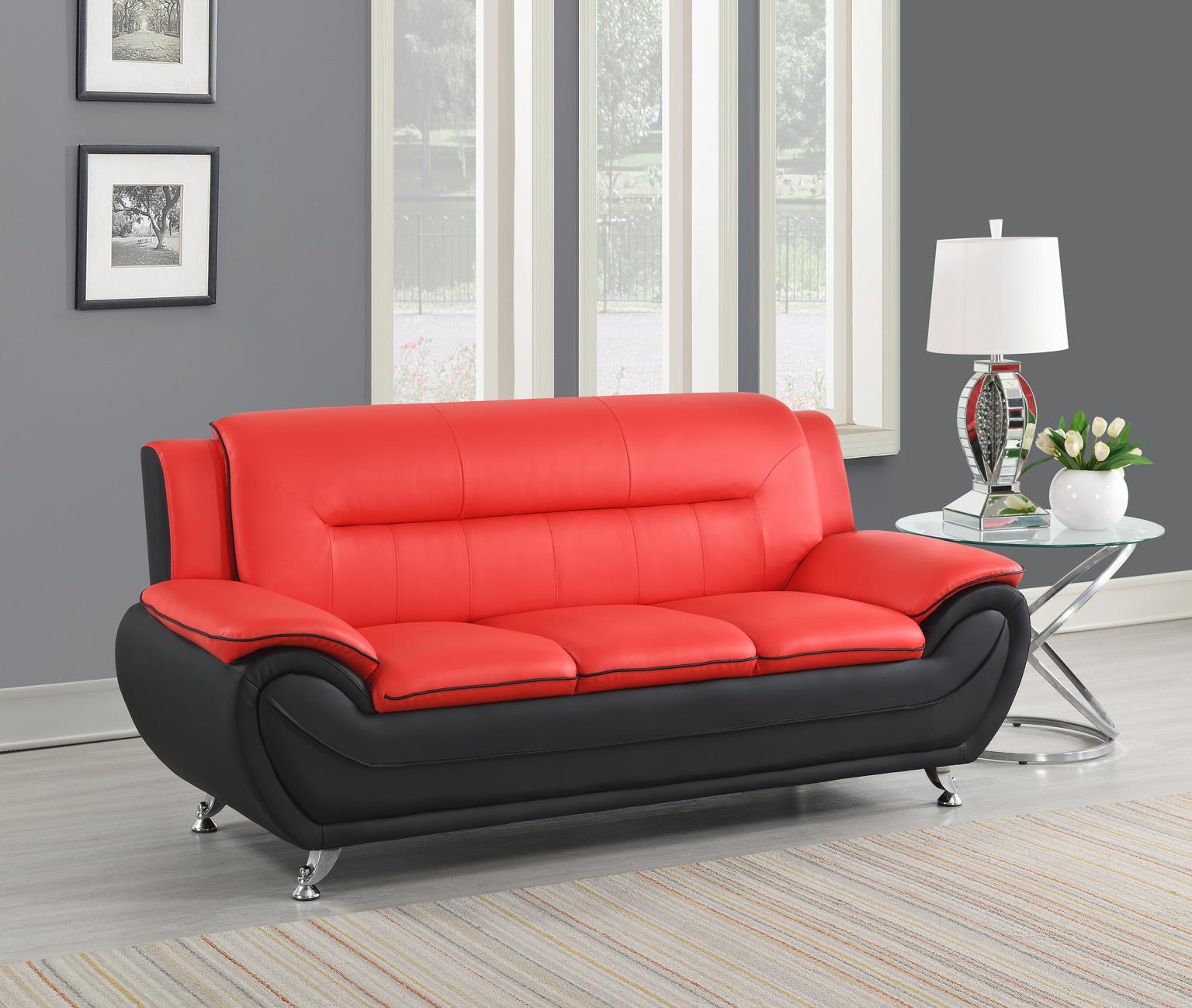 U486 - Faux Leather Sofa - Red - Stylish Home Furniture