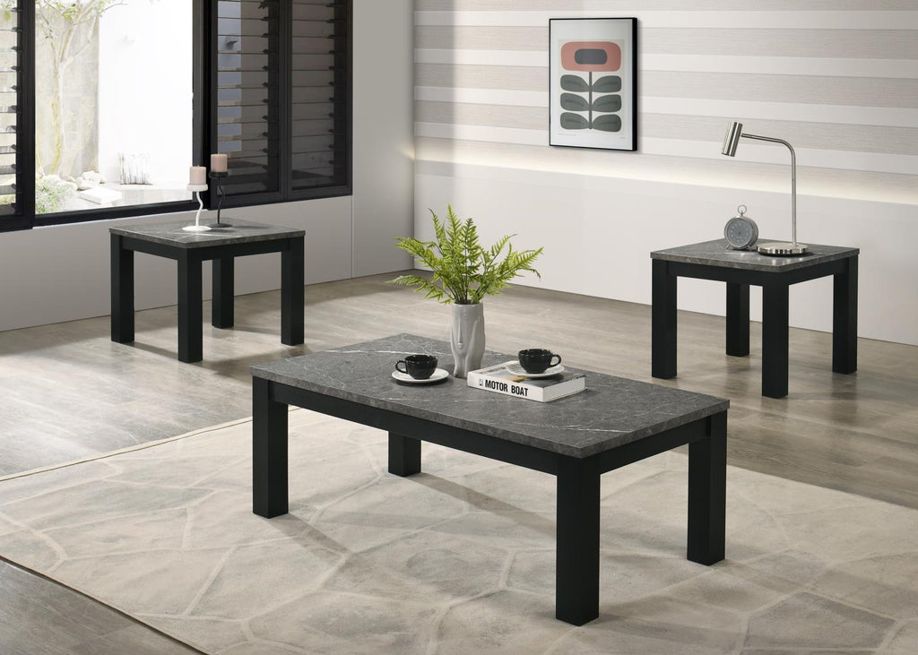 T230 - Melamine Top 3 Piece Table Set (Coffee And 2 End Tables) - Dark Gray - Stylish Home Furniture