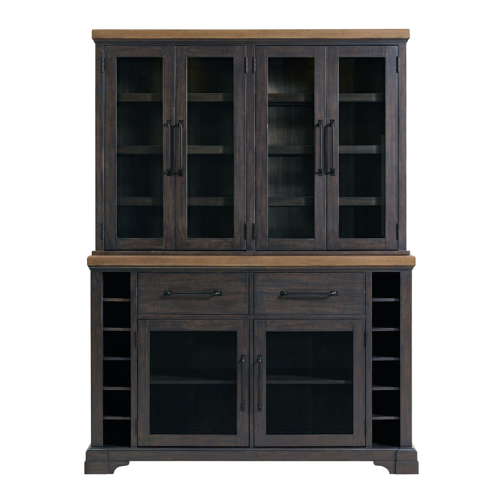 Montrose - Server And Hutch With LED Light - Espresso And Brown - Stylish Home Furniture