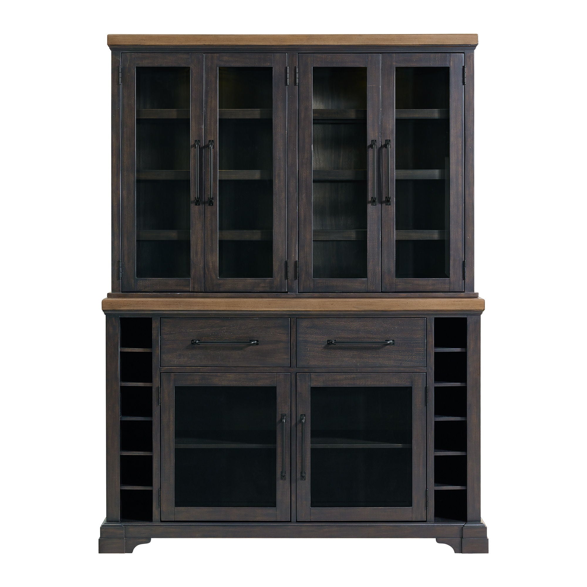 Montrose - Server And Hutch With LED Light - Espresso And Brown - Stylish Home Furniture