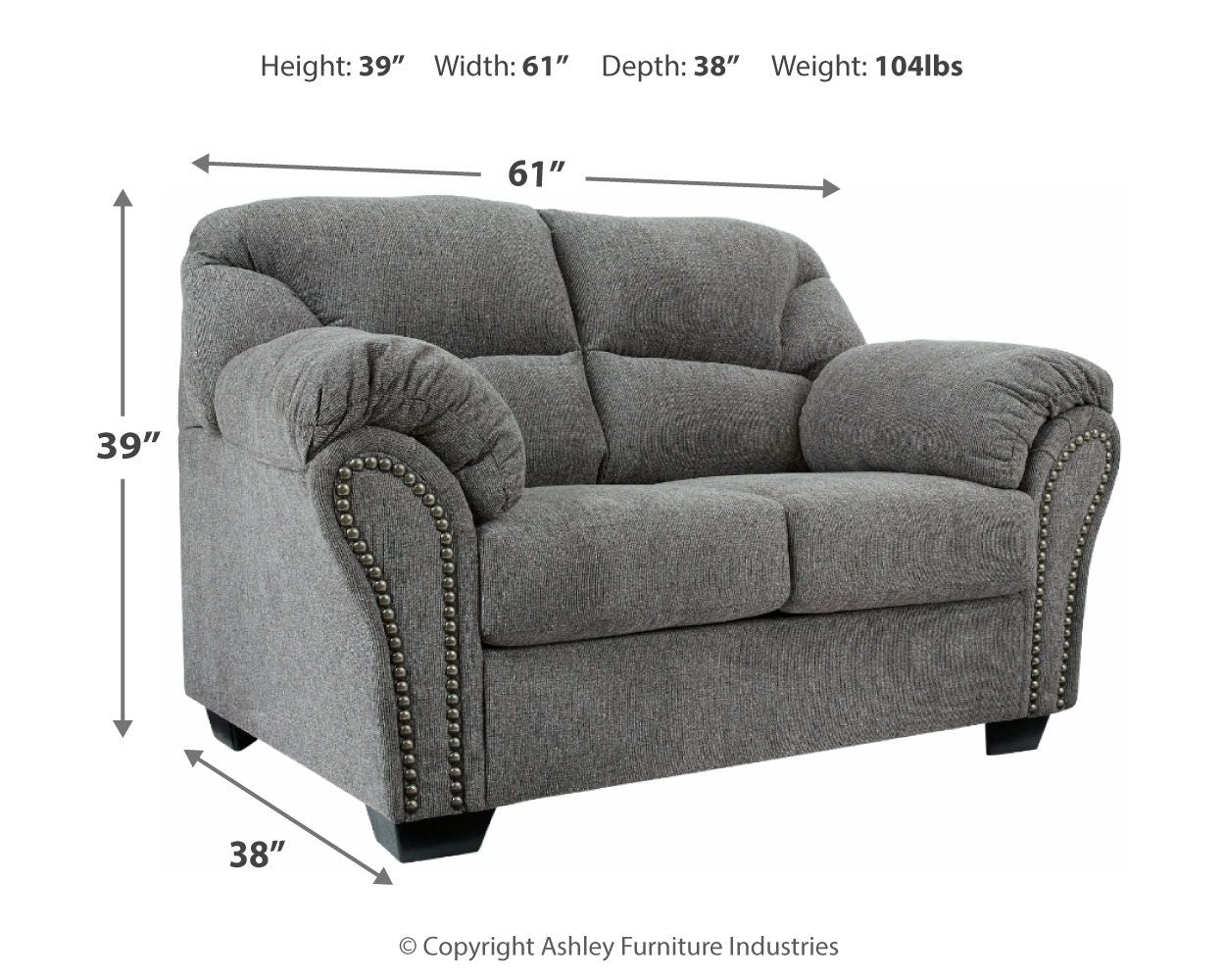 Allmaxx - Loveseat - Pewter - Stylish Home Furniture