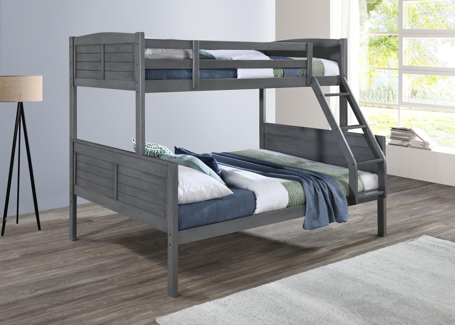 S093 - Twin / Full Bunk Bed - Antique Gray - Stylish Home Furniture