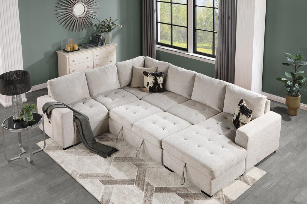 U278 - 3 Piece Sectional - Linen - Stylish Home Furniture
