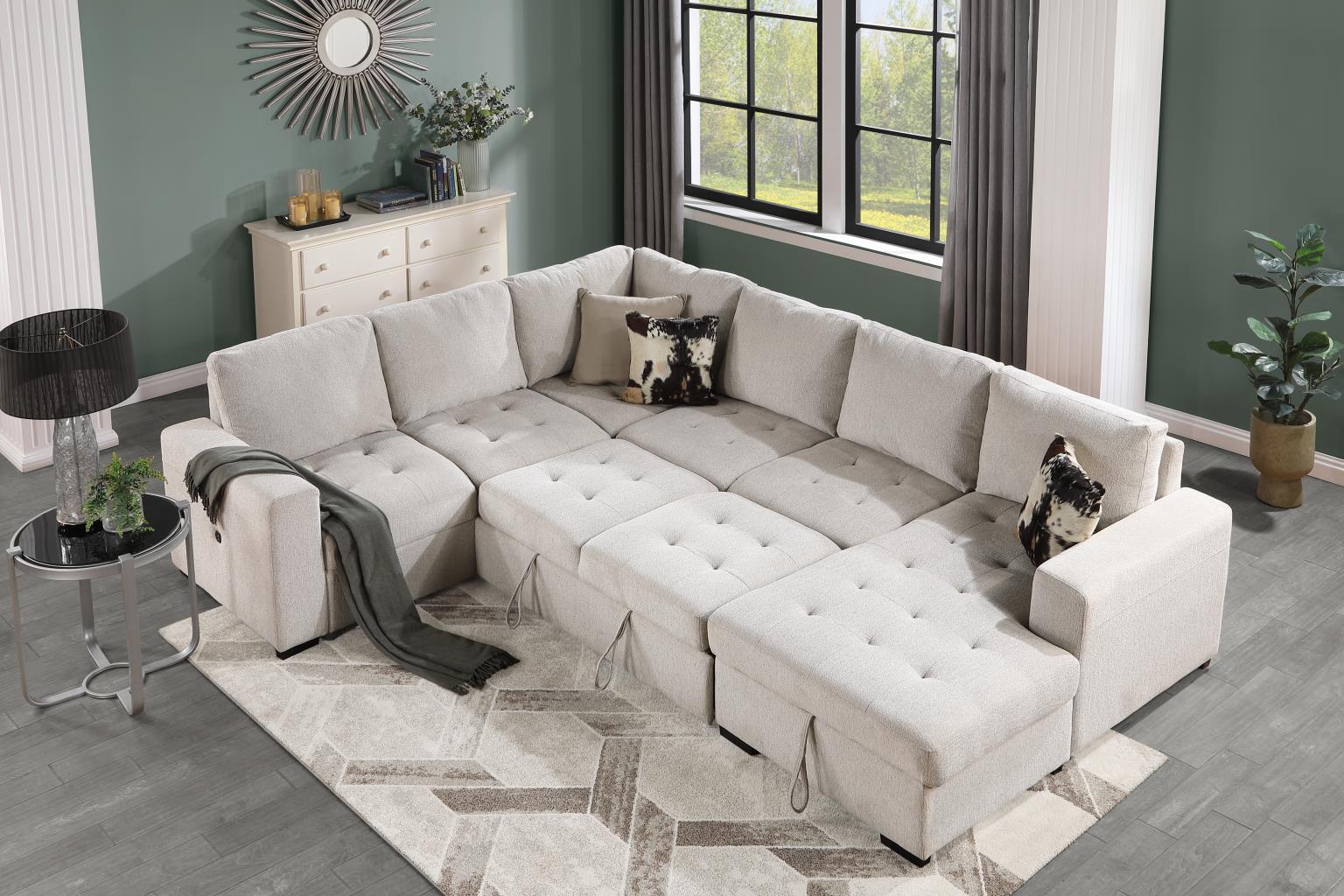 U278 - 3 Piece Sectional - Linen - Stylish Home Furniture