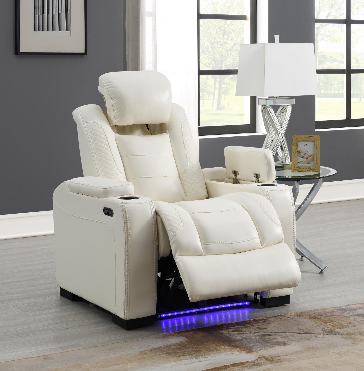 U94 - LED Power Reclining With Power Headrest Chair - White - Stylish Home Furniture