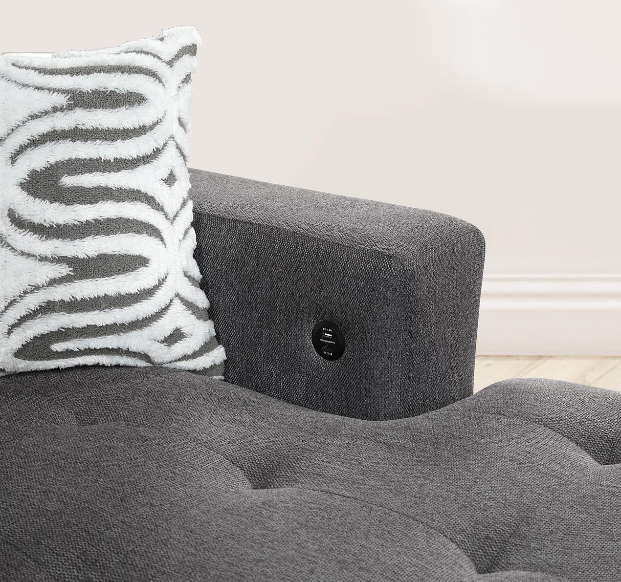 U275 - 3 Piece Sectional With USB (Type A+C) - Gray - Stylish Home Furniture