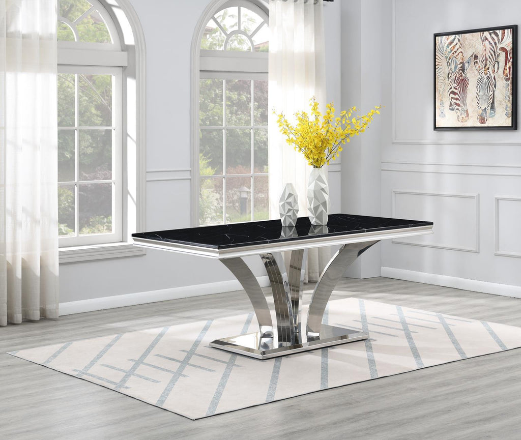 G-083-T-BLACK - Marble Dining Table - Black - Stylish Home Furniture