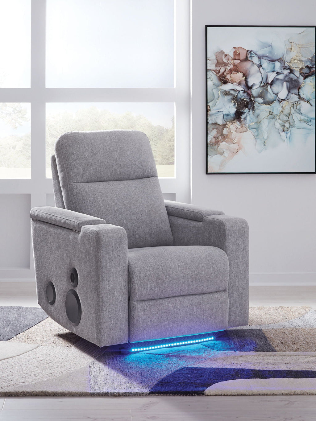 Pineland - Glider Power Recliner With Audio System - Pewter - Stylish Home Furniture