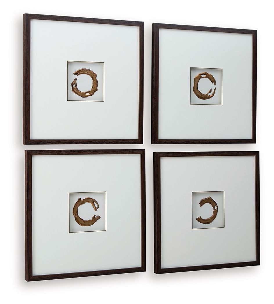 Dallbourne - Wall Art Set (Set of 4) - White / Gold Finish - Stylish Home Furniture