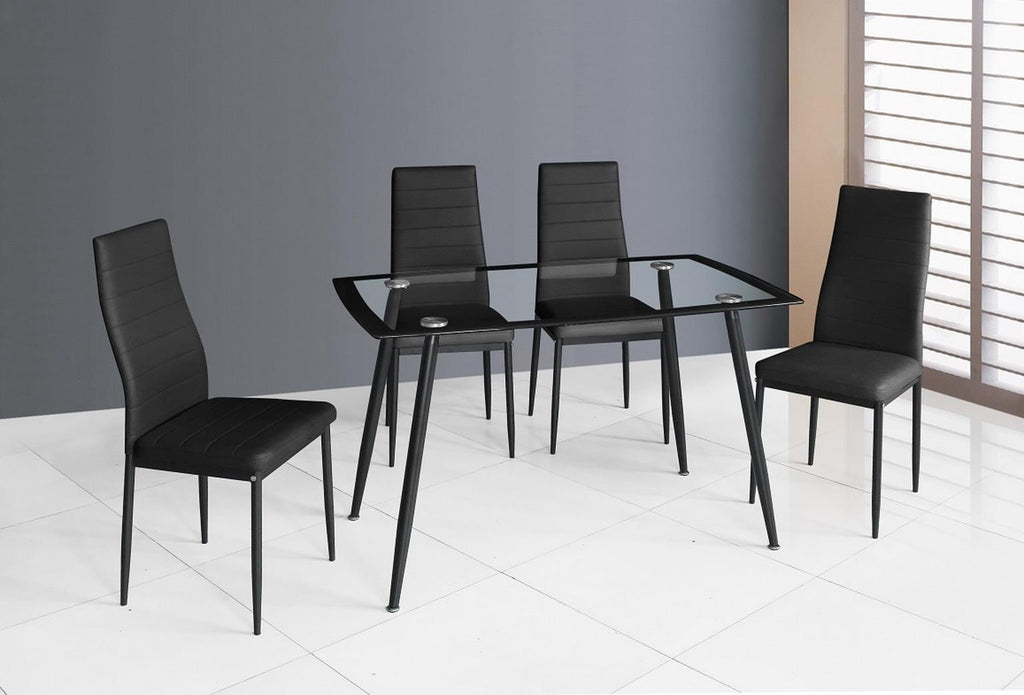 D340 - 5 Piece Dining Room Set (Table, 4 Chairs) - Black - Stylish Home Furniture