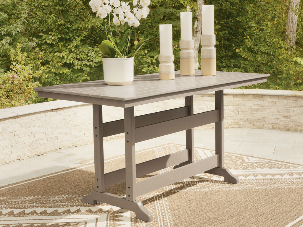 Seacliff Beach - Rectangular Counter Height Dining Table With Umbrella Option - Medium Brown - Stylish Home Furniture
