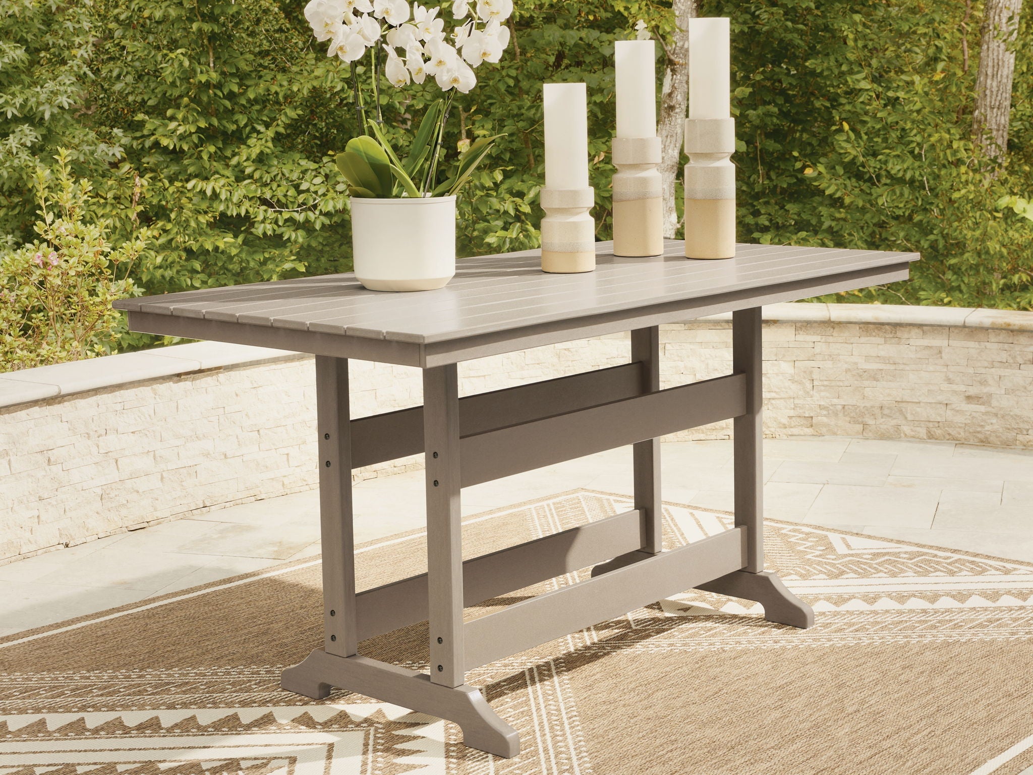 Seacliff Beach - Rectangular Counter Height Dining Table With Umbrella Option - Medium Brown - Stylish Home Furniture