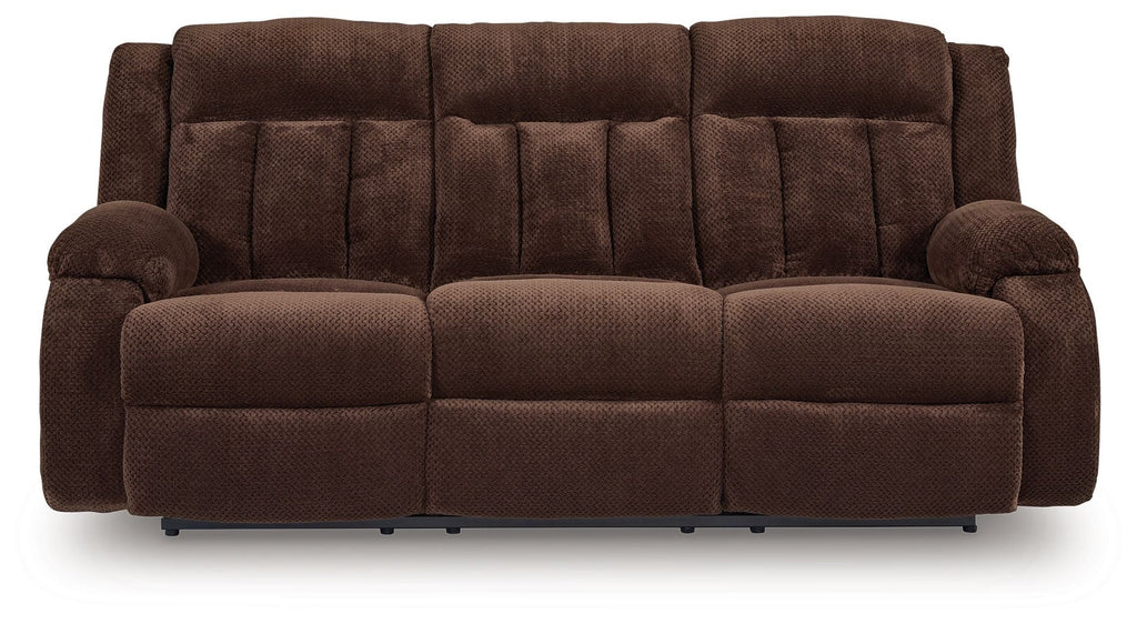 Free Wake - Reclining Power Sofa With Drop Down Table - Chocolate - Stylish Home Furniture