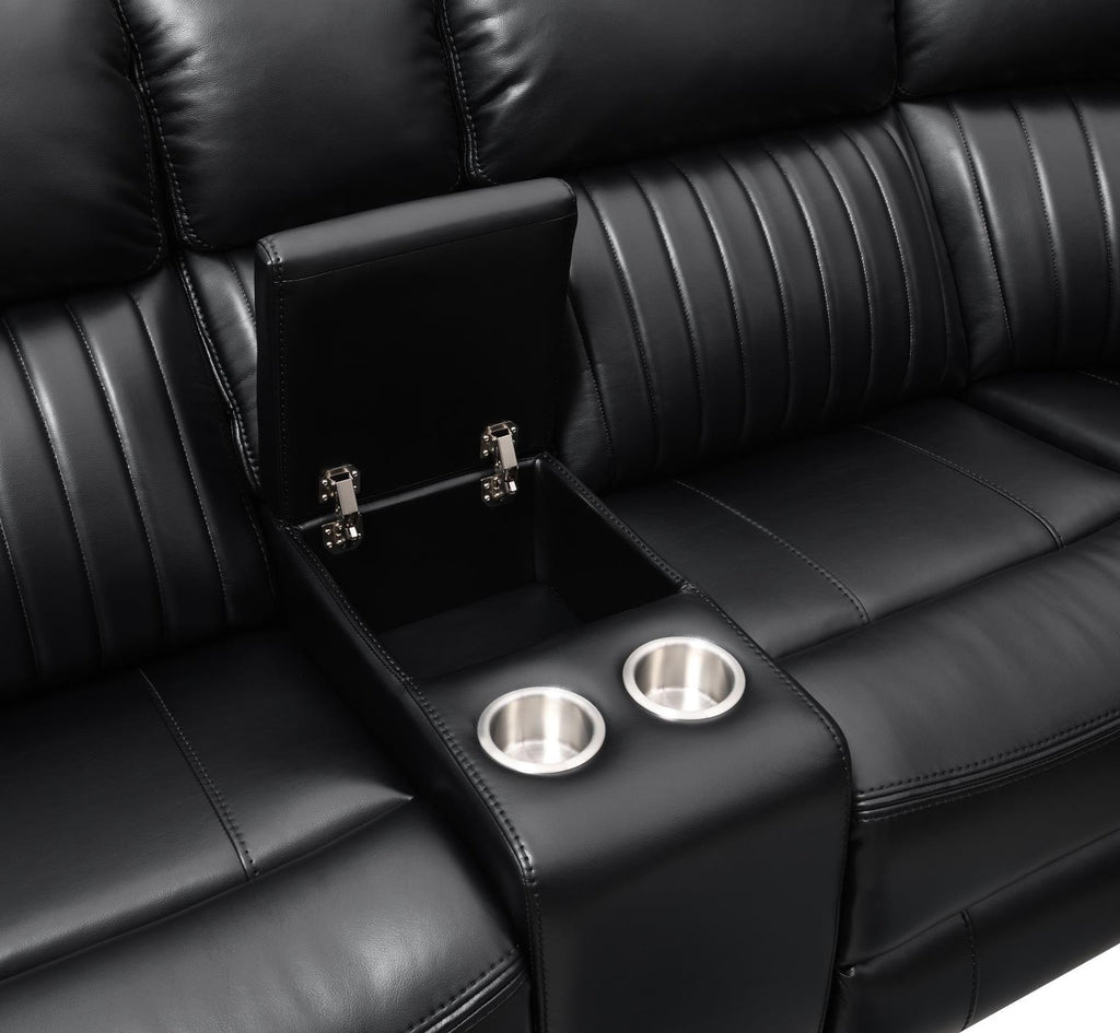 U22 - 3 Piece Power Reclining Sectional With Screen - Black - Stylish Home Furniture