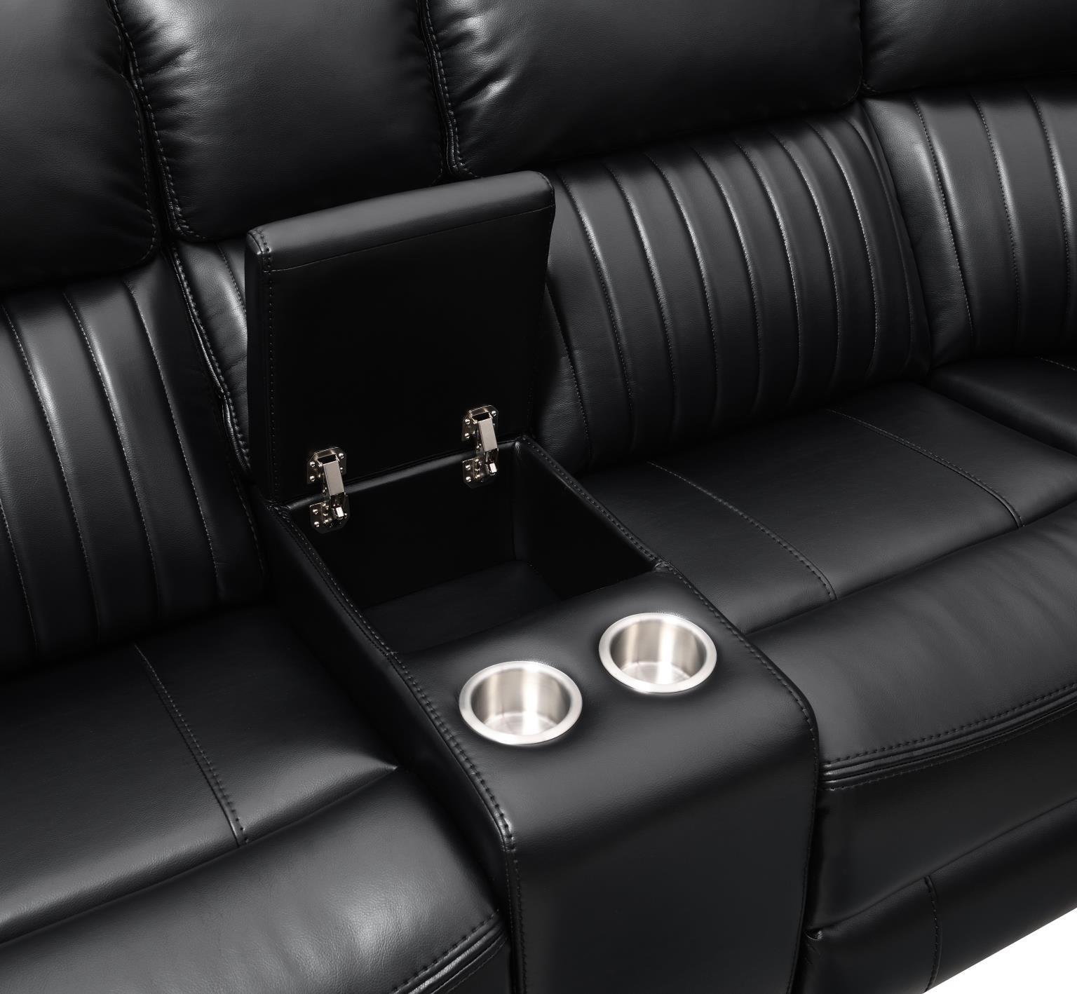 U22 - 3 Piece Power Reclining Sectional With Screen - Black - Stylish Home Furniture