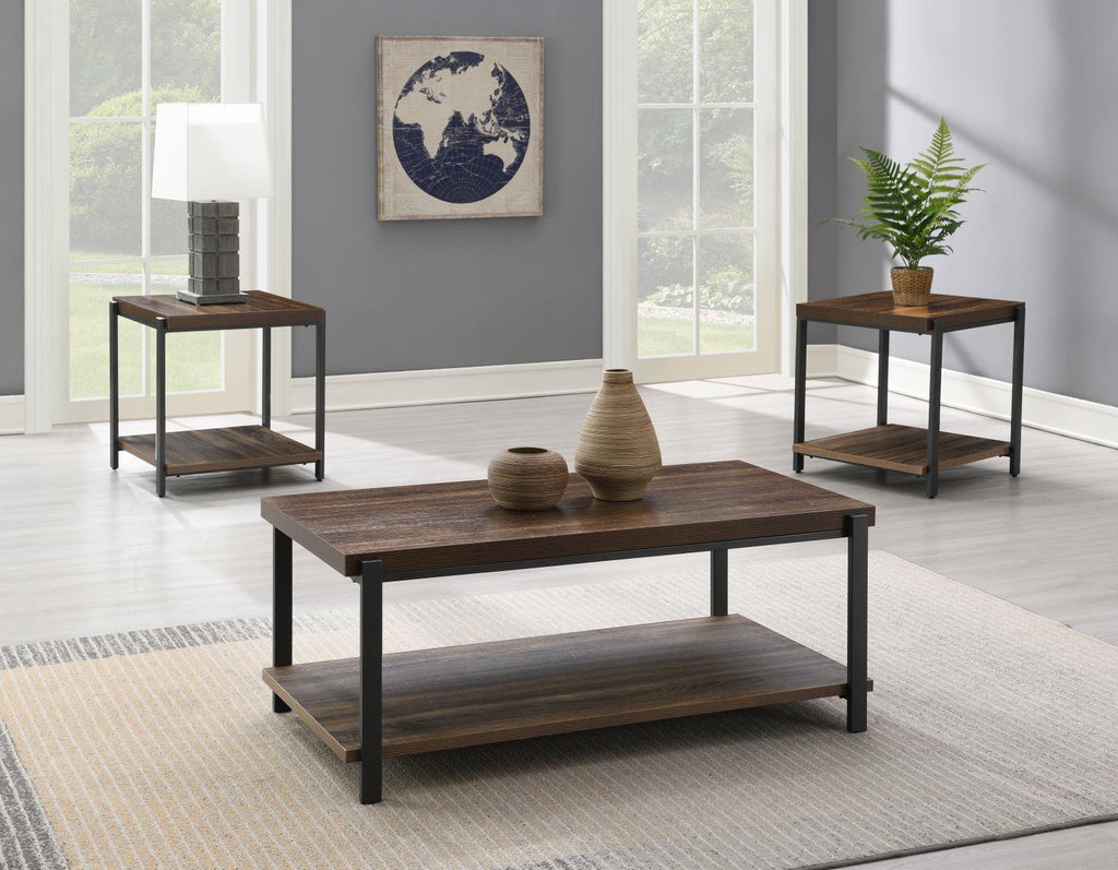 T174 - Coffee Table & 2 End Tables - Warm Brown / Gray - Stylish Home Furniture