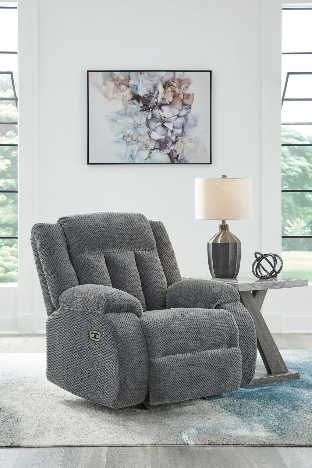 Observation - Power Rocker Recliner - Steel - Stylish Home Furniture