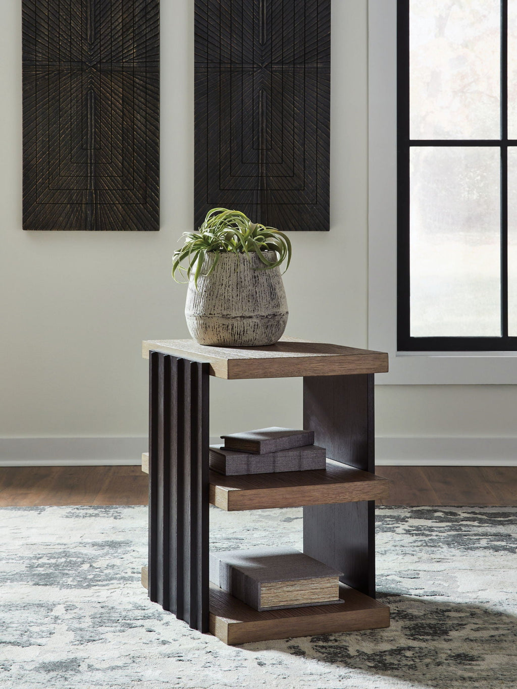 Rylandyn - Rectangular End Table - Black / Light Brown - Stylish Home Furniture