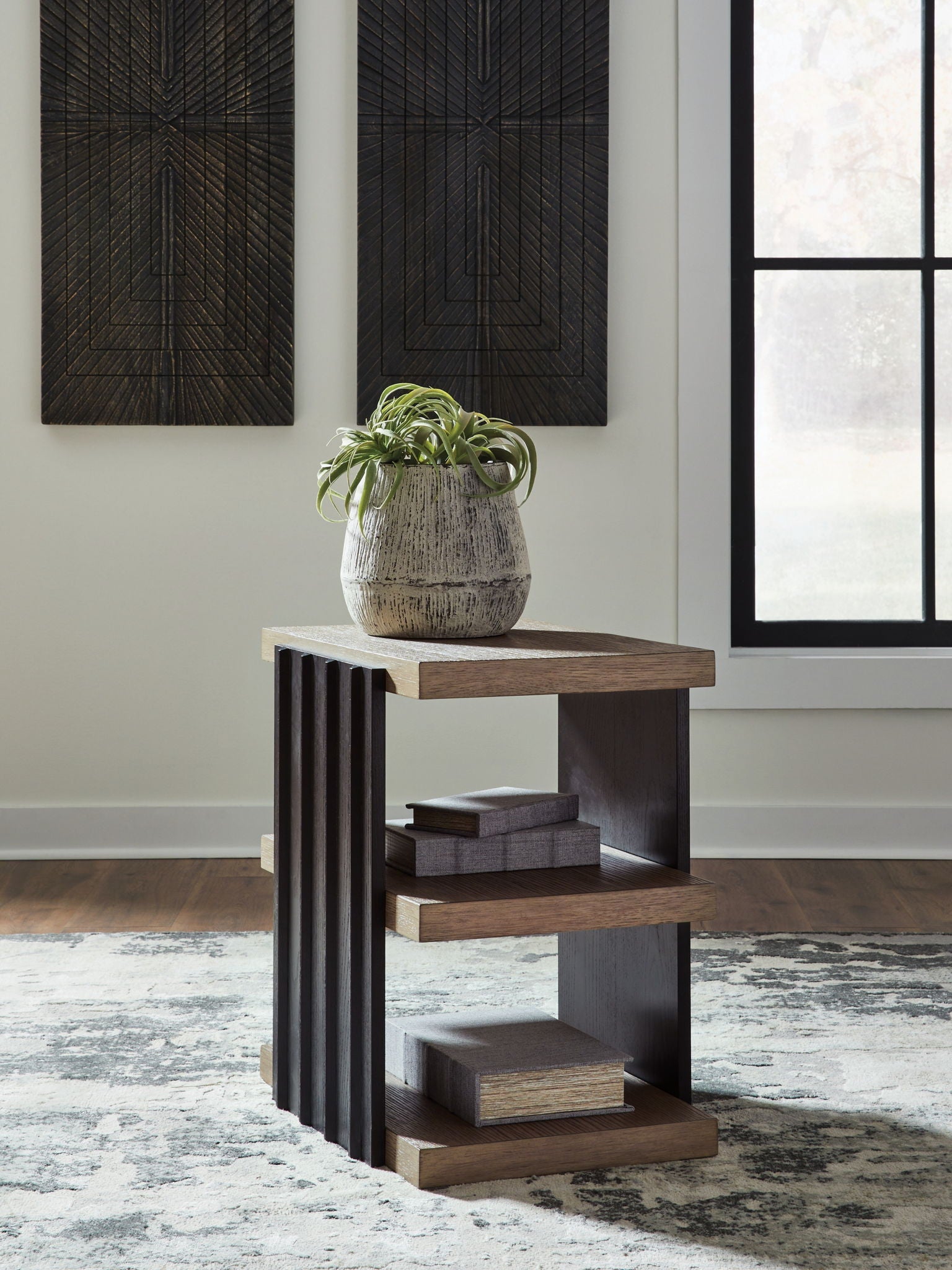 Rylandyn - Rectangular End Table - Black / Light Brown - Stylish Home Furniture