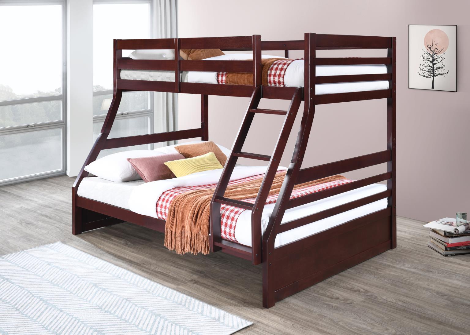 S091 - Twin / Full Bunk Bed - Brown - Stylish Home Furniture