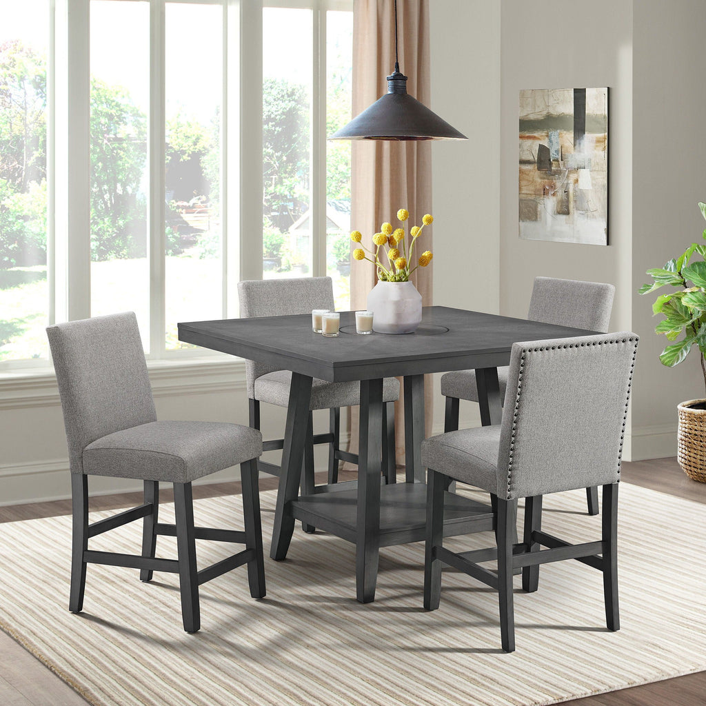 Seneca - Square Counter Table With Lazy Susan - Stylish Home Furniture