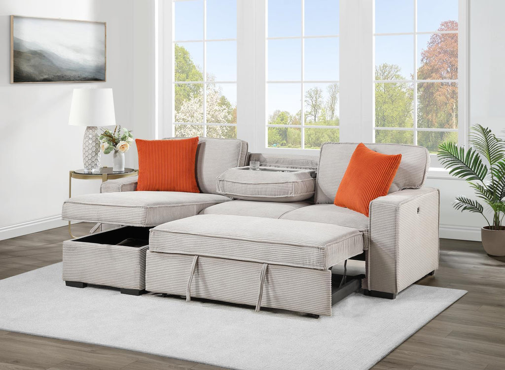 U393 - Sofa Chaise Sectional - Beige - Stylish Home Furniture