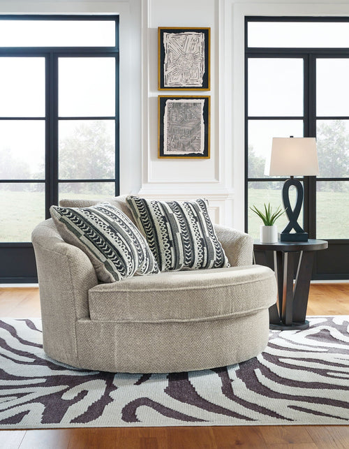 Calnita - Oversized Swivel Accent Chair - Sisal - Stylish Home Furniture