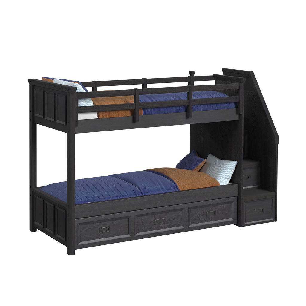 Hampton Kids - Bunk With Staircase And Trundle Bedroom Set - Stylish Home Furniture