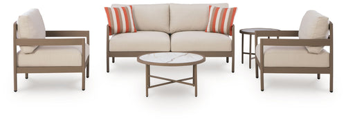 Bluff Trail - Loveseat, Lounge Chairs, Tables Set (Set of 5) - Beige - Stylish Home Furniture