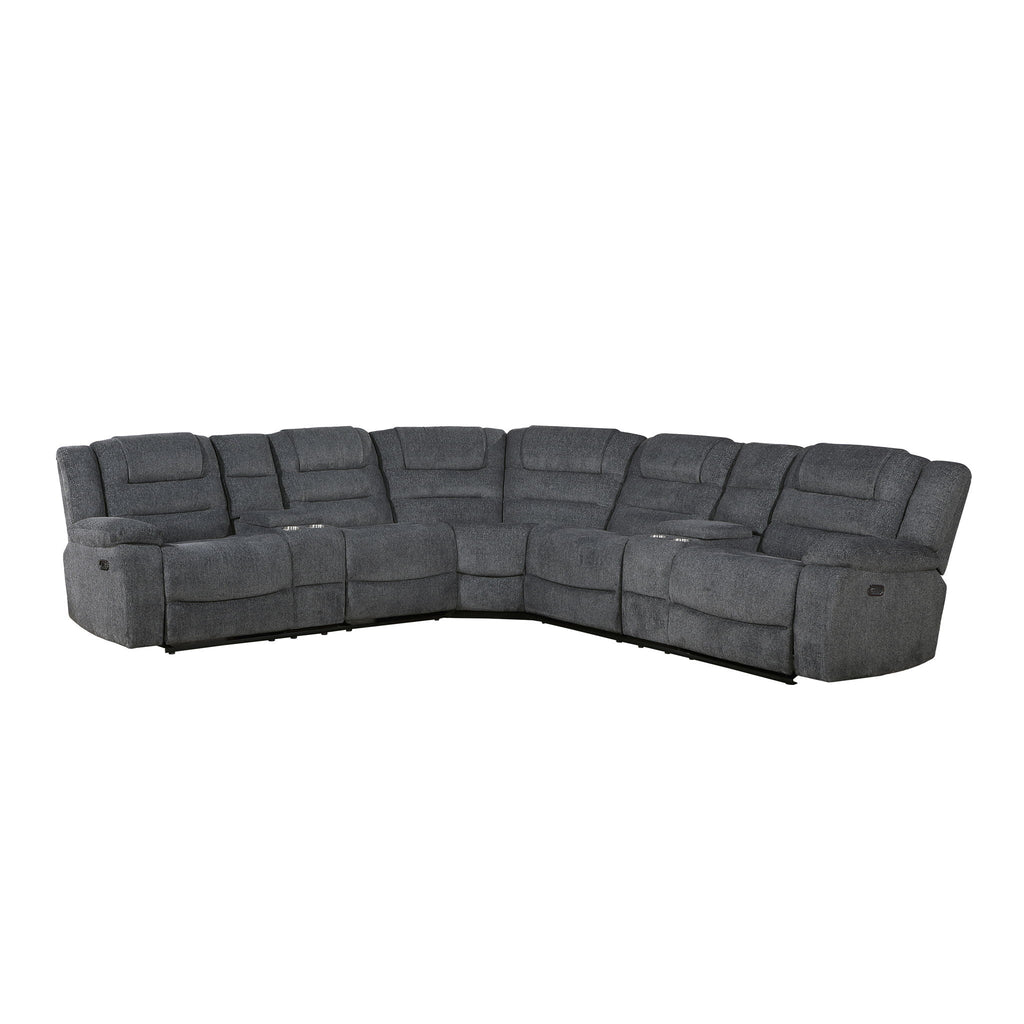 Redondo - Power 3 Piece Ssectional (2 Loveseats & Wedge) - Dark Gray - Stylish Home Furniture