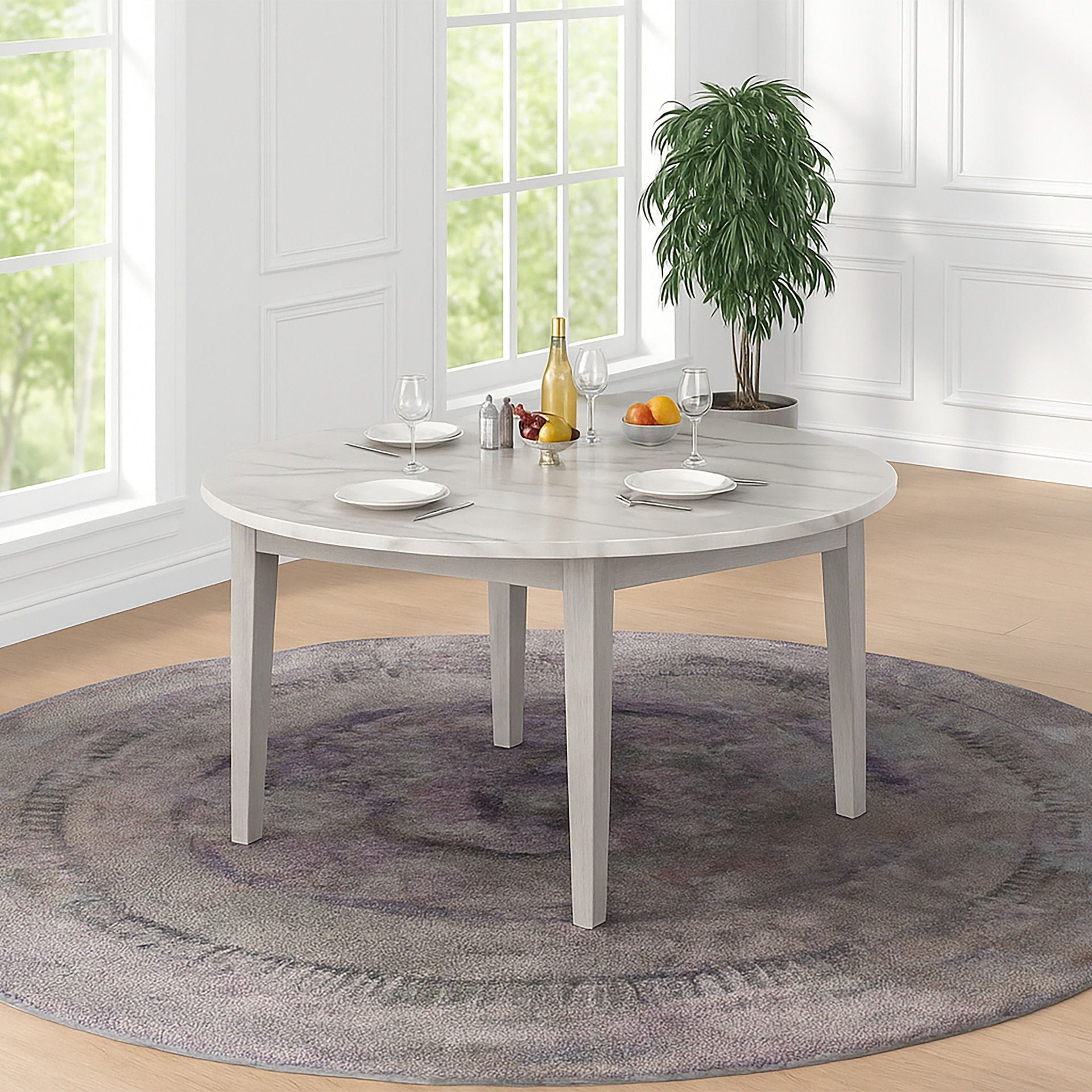 Essence - 54" Round Dining Table With Marble Top - Stylish Home Furniture