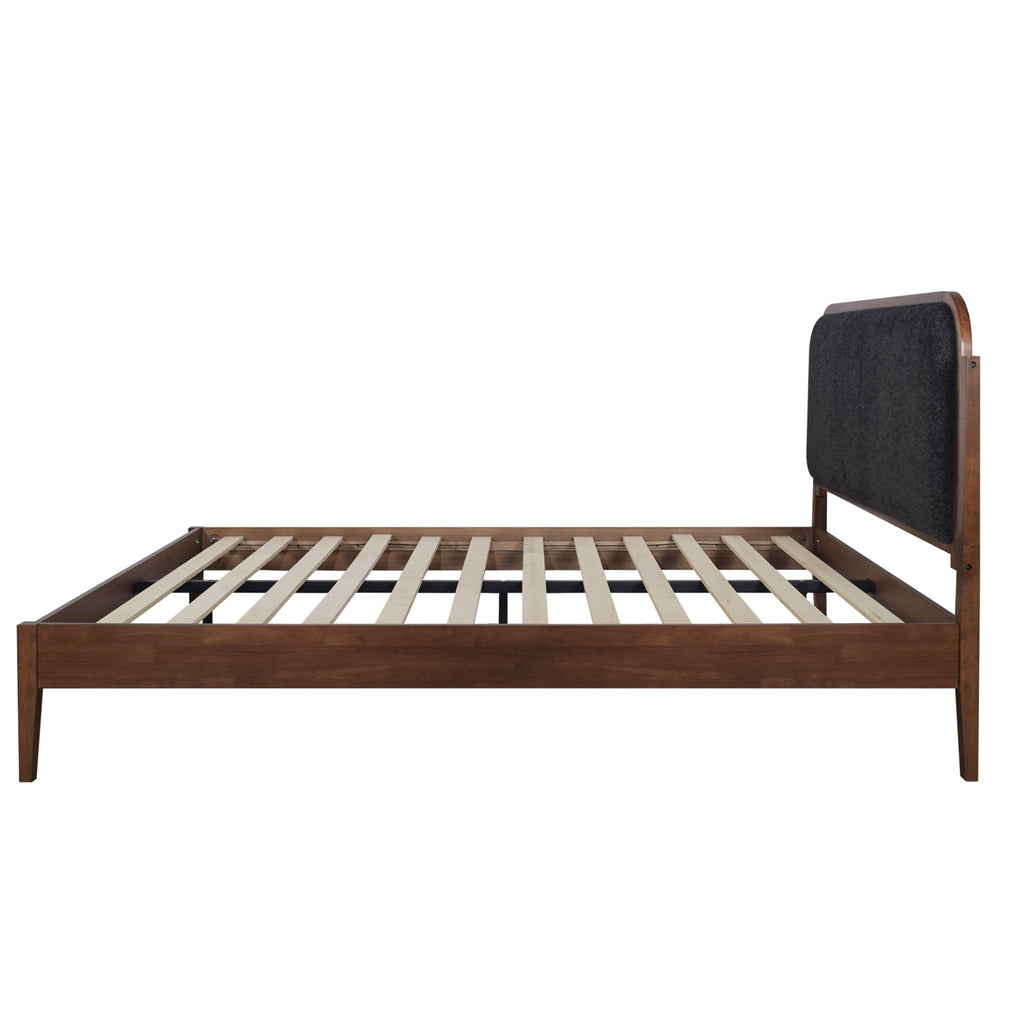 Hawthorne - 5/0 Queen Platform Bed With Chair arcoal Upholstered Headboard - Brown - Stylish Home Furniture