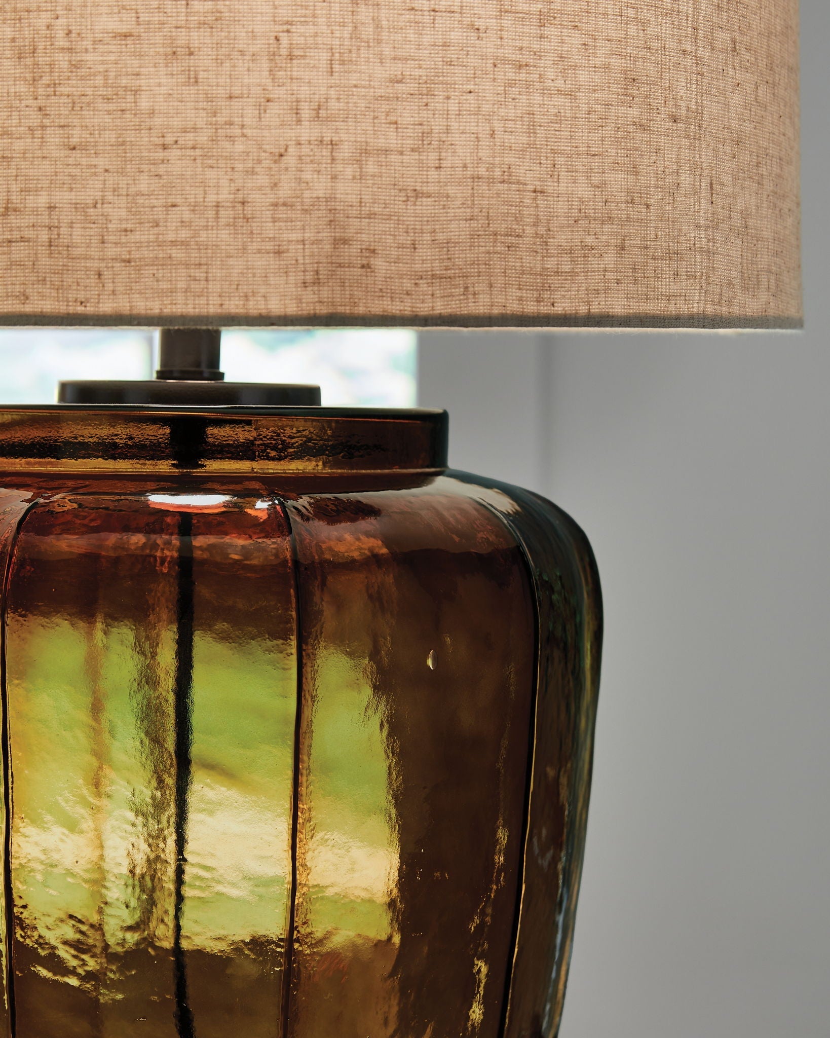 Bainmore - Glass Table Lamp - Amber - Stylish Home Furniture