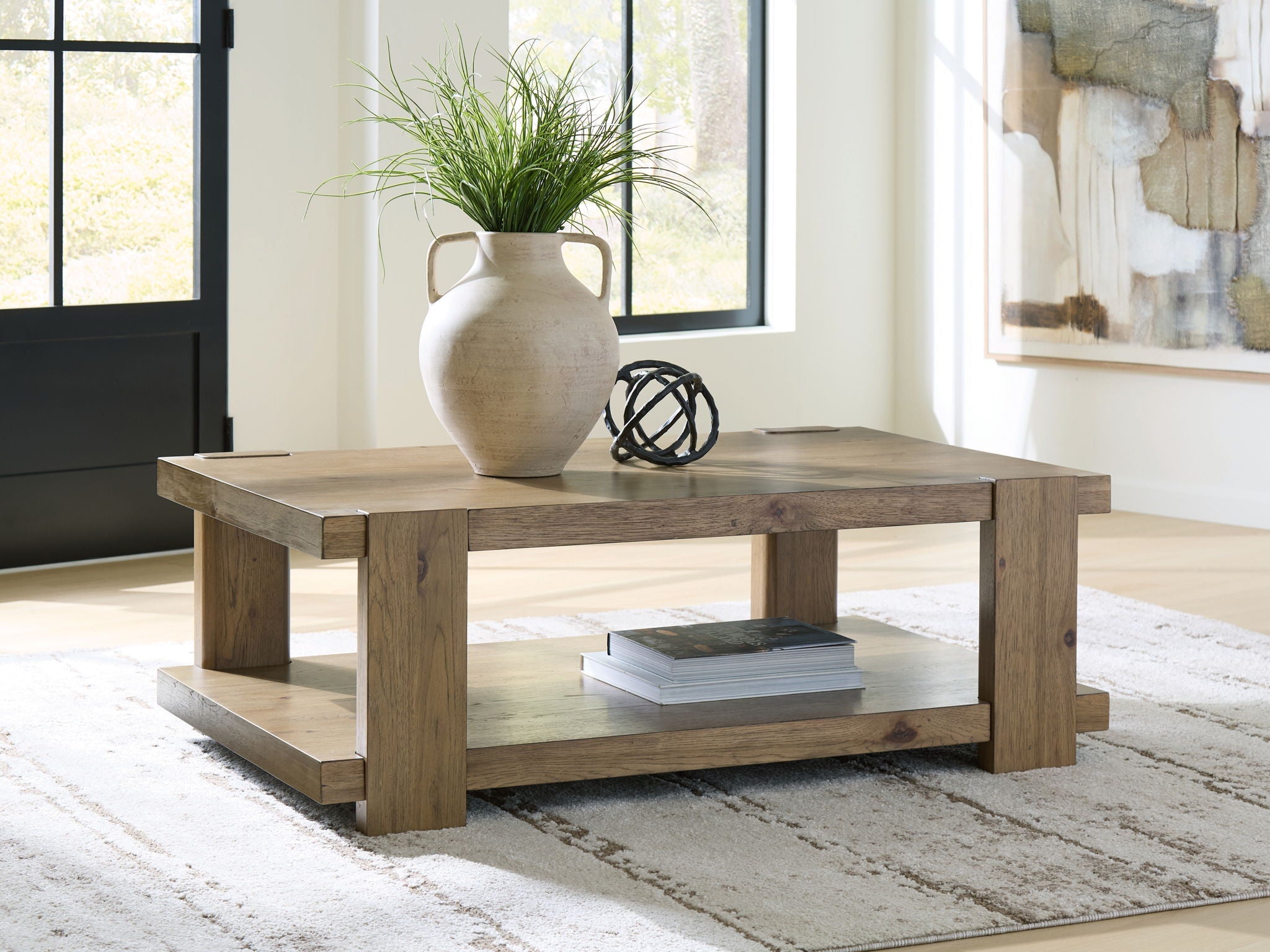 Flangren - Rectangular Cocktail Table - Light Brown - Stylish Home Furniture