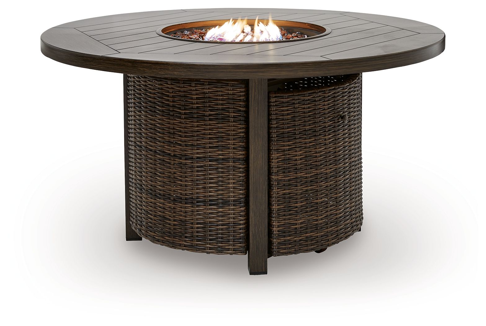 Monterey Point - Round Fire Pit Table - Dark Brown - Stylish Home Furniture