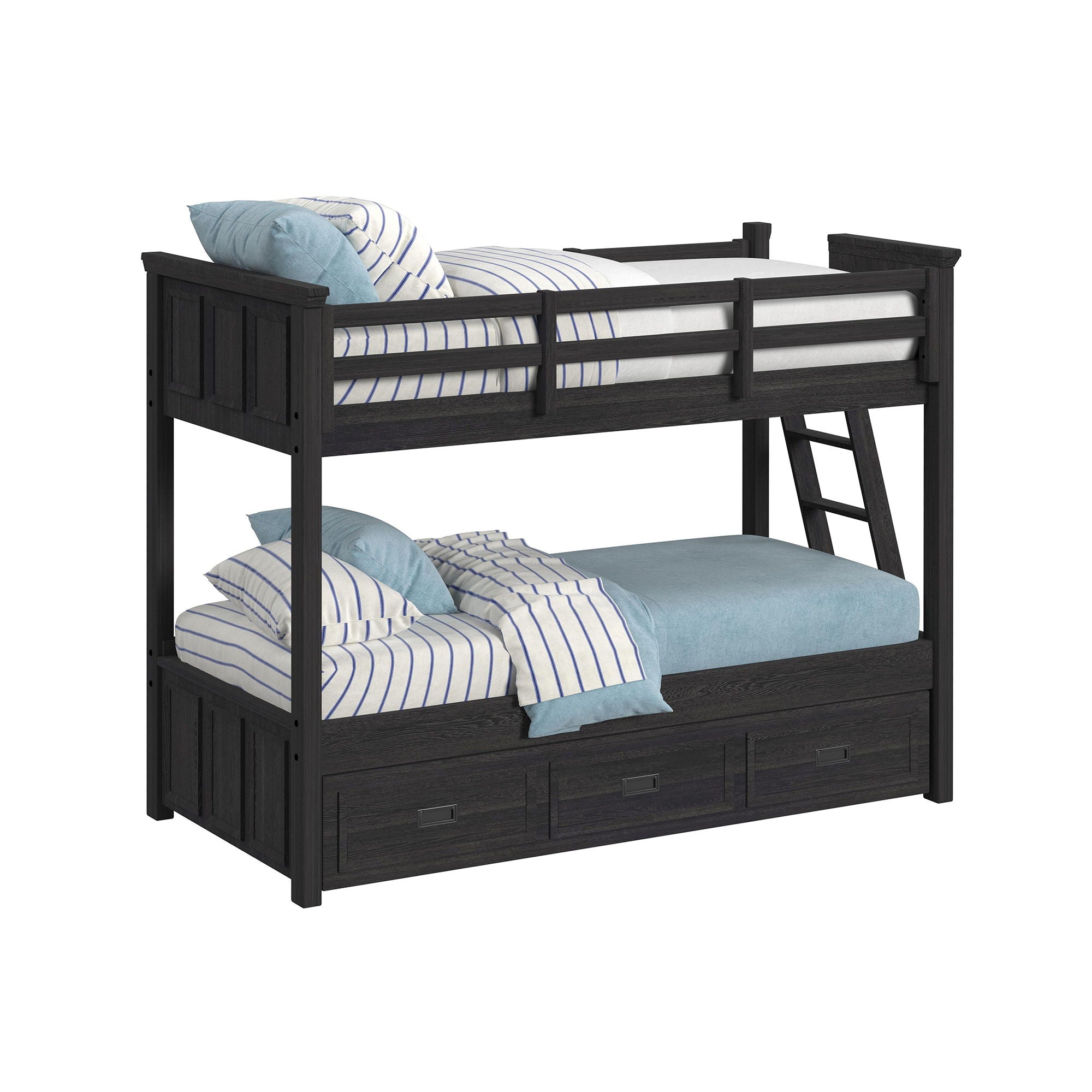 Hampton Kids - Bunk With Ladder And Trundle Bedroom Set - Stylish Home Furniture