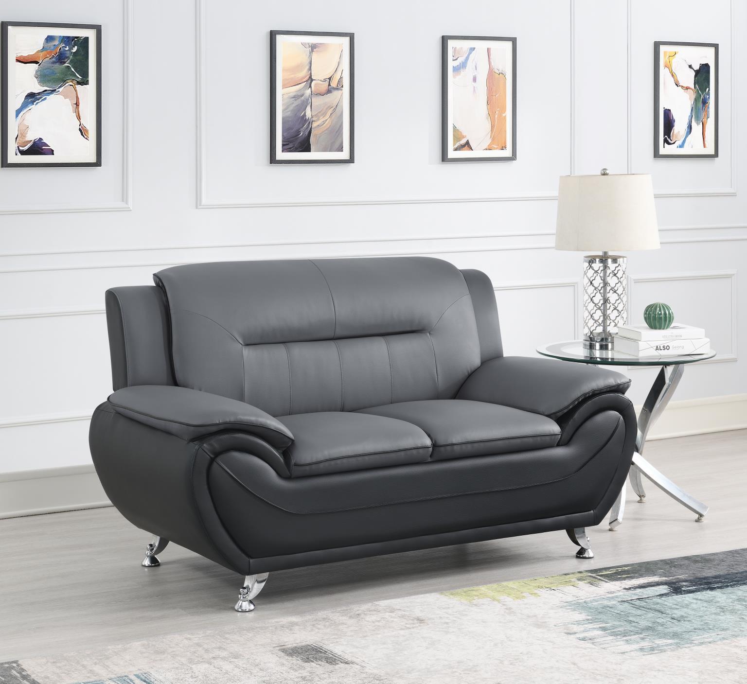 U485 - Loveseat - Gray / Black - Stylish Home Furniture