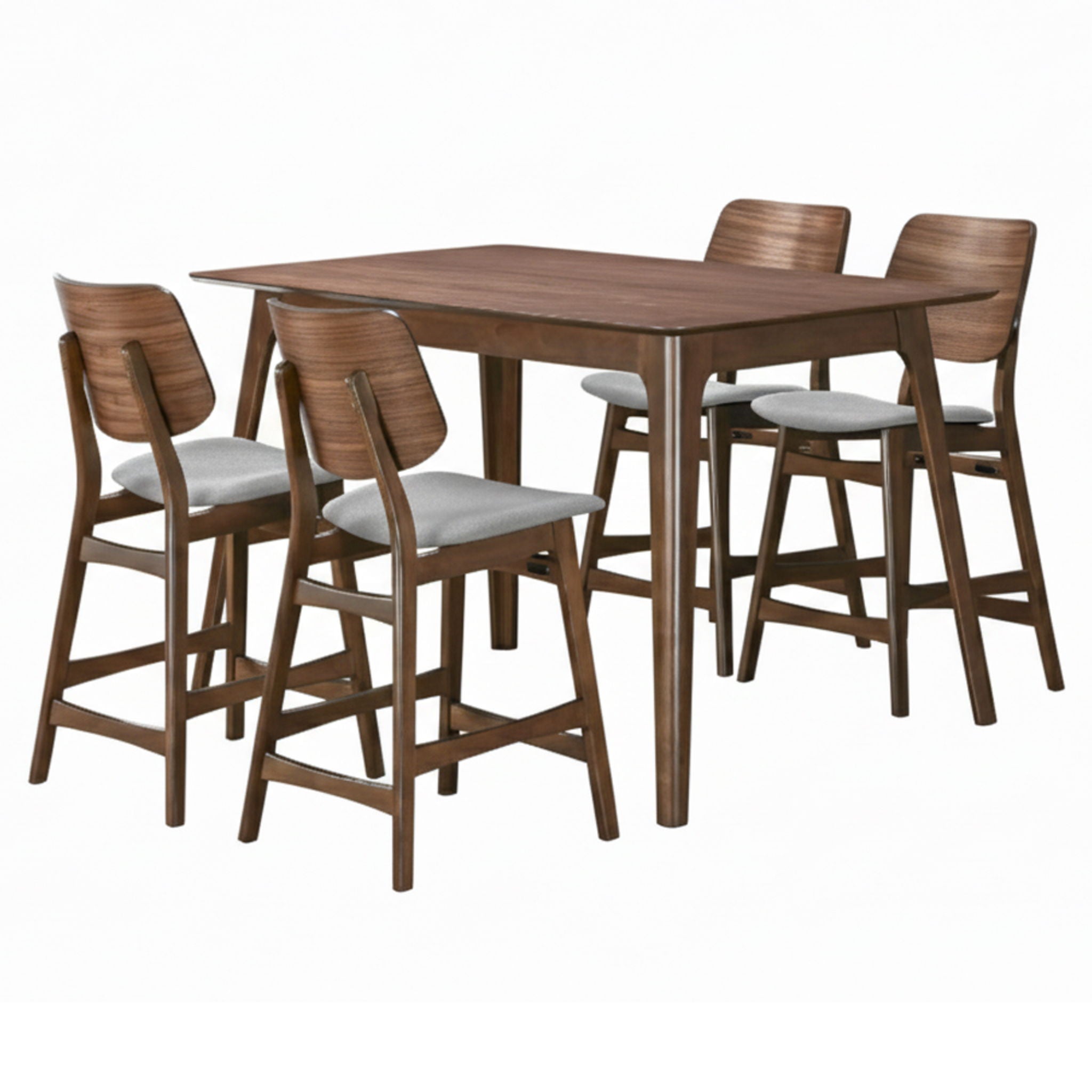 Oscar - Counter Table Set - Walnut - Stylish Home Furniture