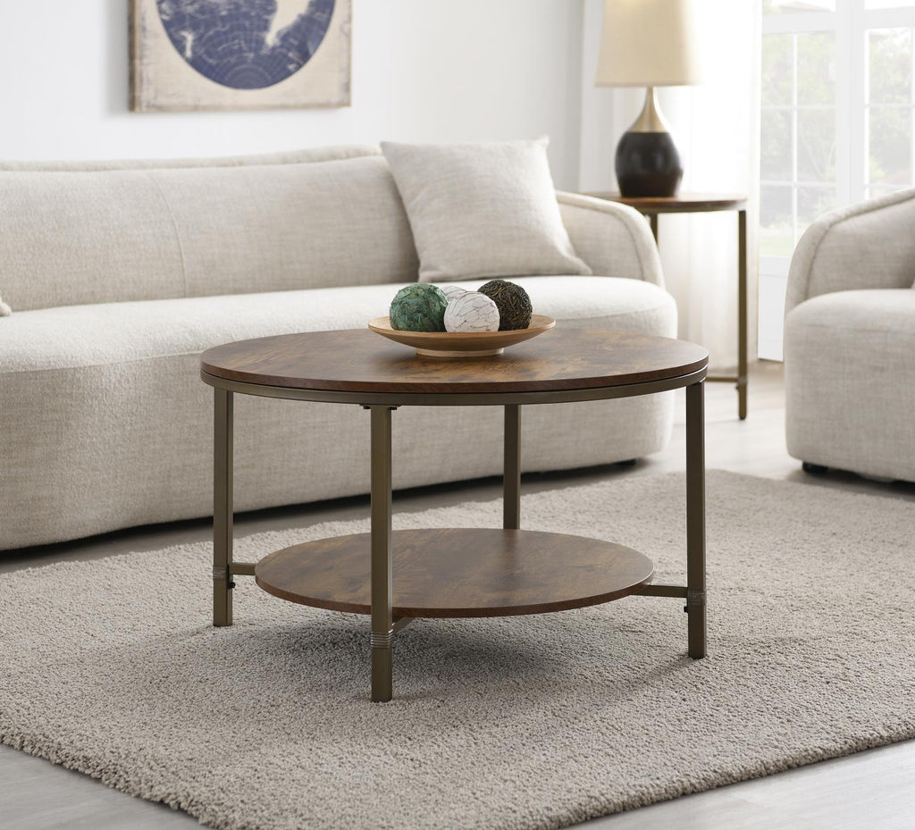 T330 - Round Coffee Table & 2 End Tables - Dark Brown - Stylish Home Furniture