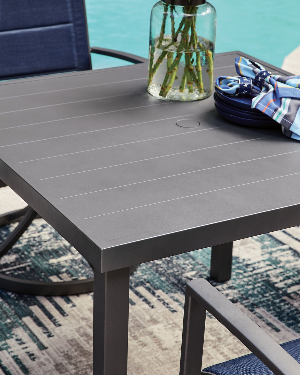 Rocky Creek - Square Dining Table With Umbrella Option - Gray - Stylish Home Furniture