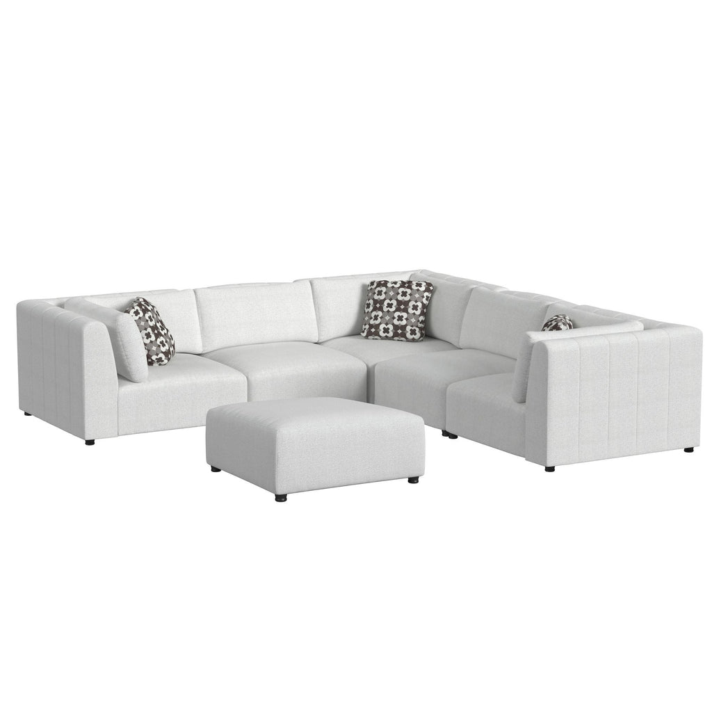 Zandara - 5 Piece Modular Set Sectional With Ottoman - Beige - Stylish Home Furniture