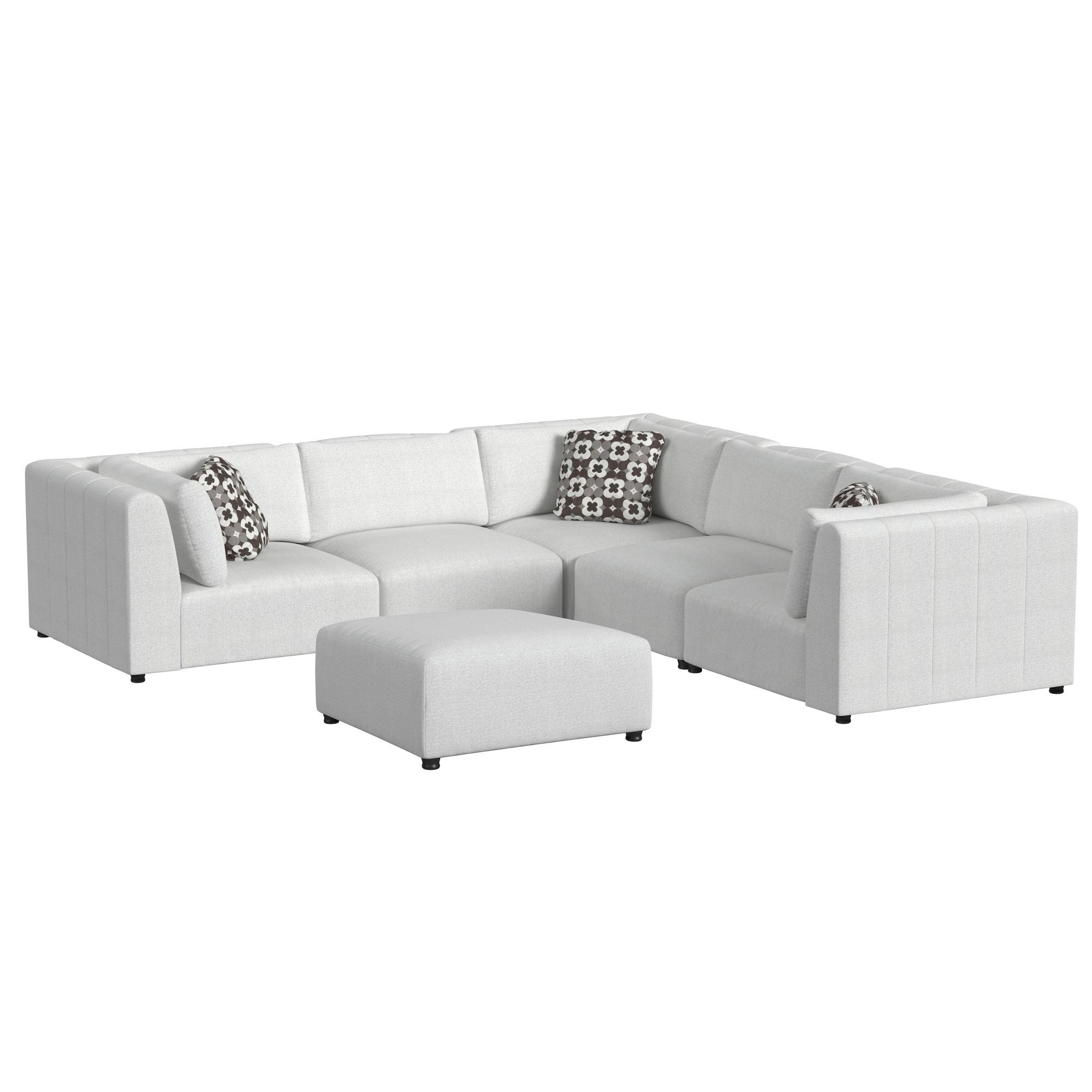 Zandara - 5 Piece Modular Set Sectional With Ottoman - Beige - Stylish Home Furniture