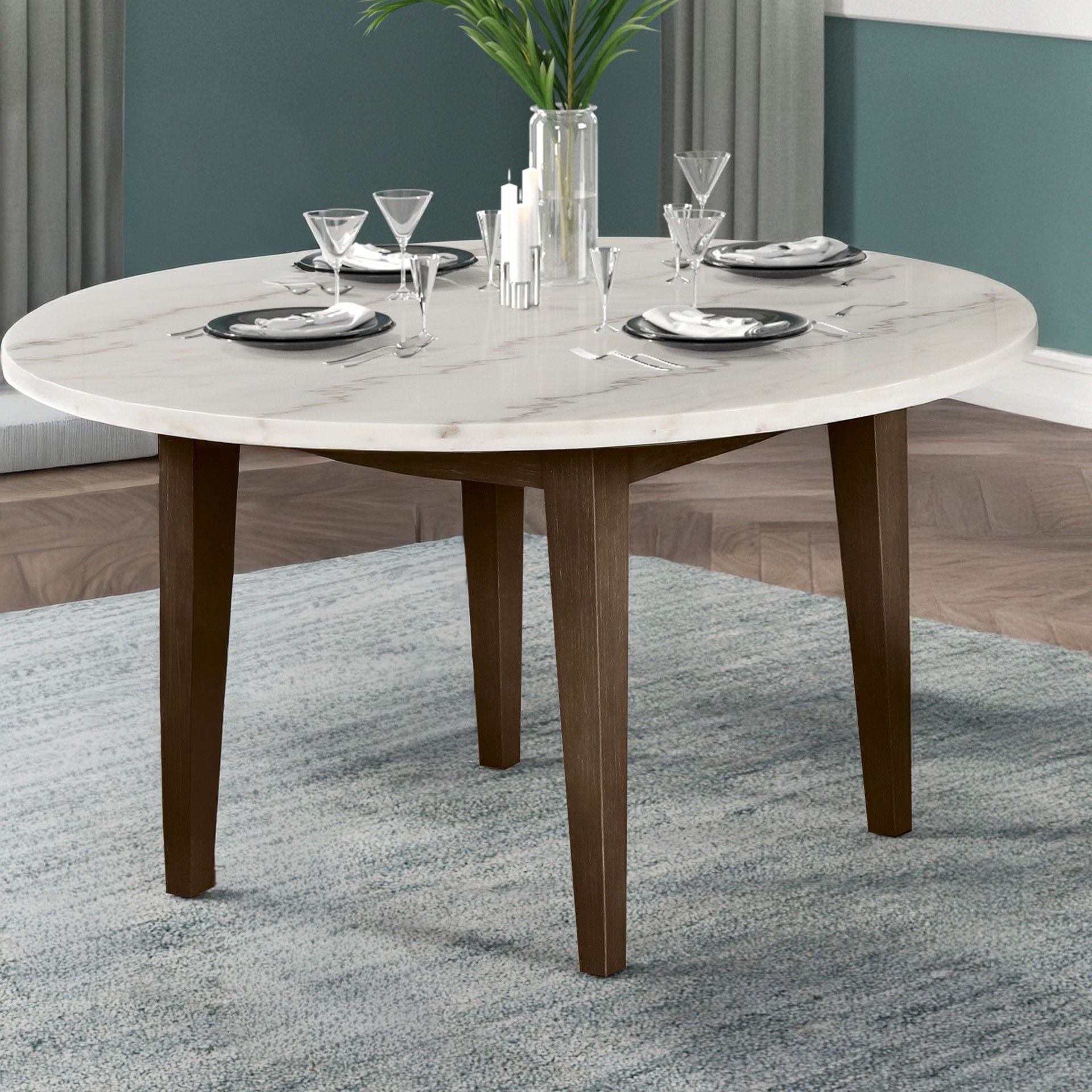 Essence - 54" Round Dining Table With Marble Top - Stylish Home Furniture
