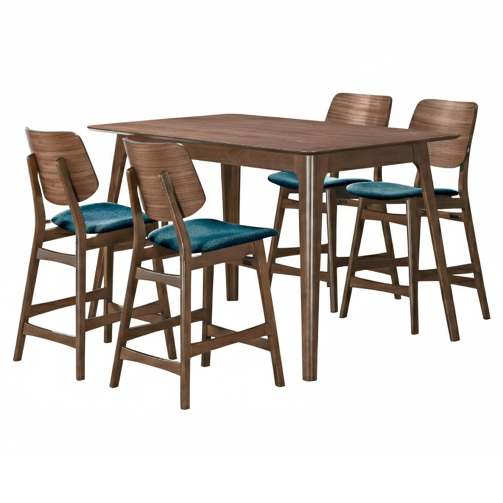 Oscar - Counter Table Set - Walnut - Stylish Home Furniture